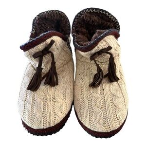 Women’s MukLuks Cable Knit Slippers with Tassels